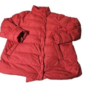 J. Jill Goose Down Puffer Parka Women's Size L  Quilted Coat Snap EUC